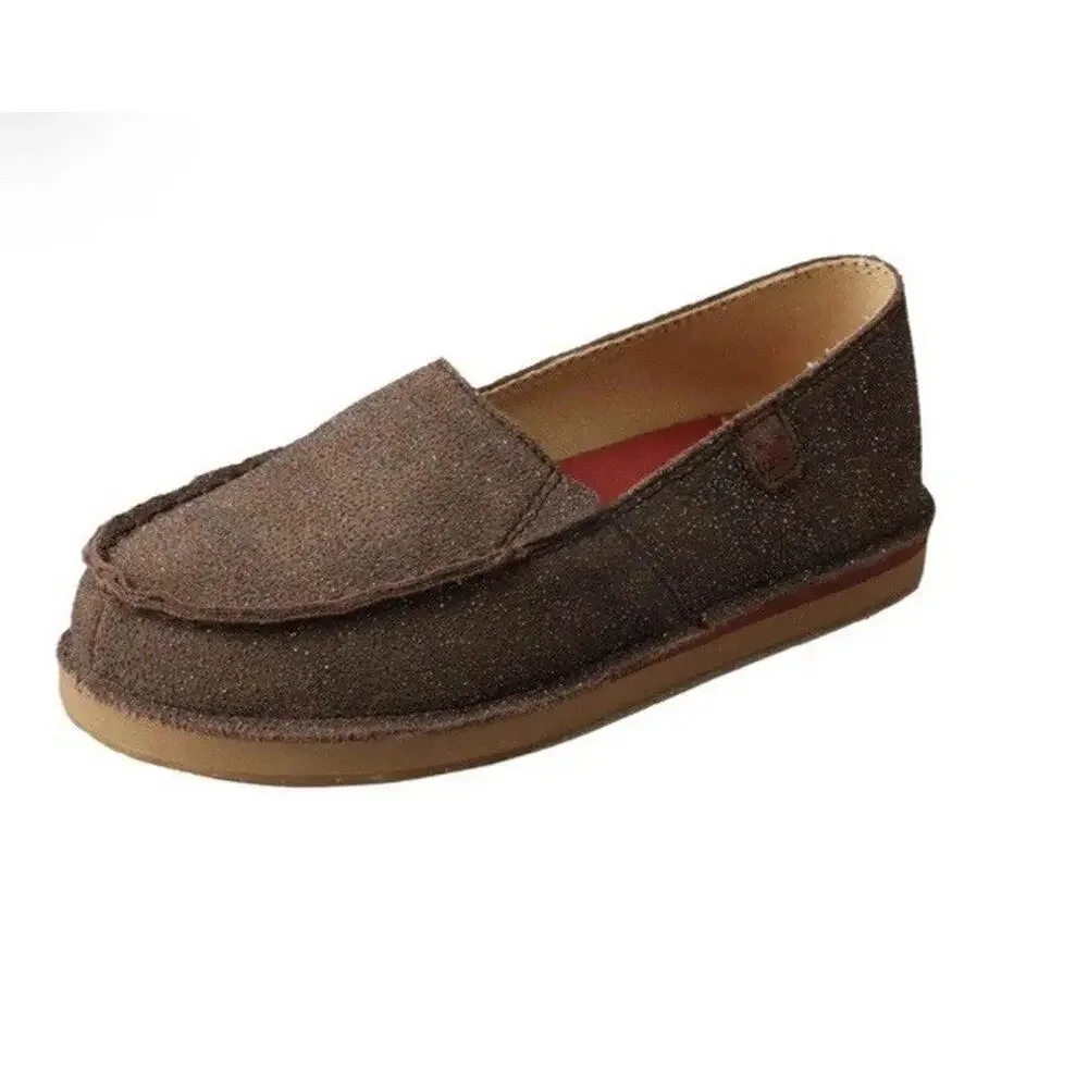 NEW Twisted X 13 Girls Brown Loafer Slip On Chocolate Shimmer Glitter Youth
